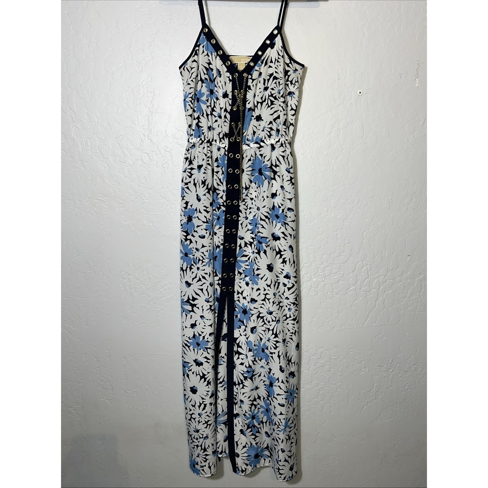 Michael Kors Blue‎ Floral Chain Maxi Dress. Small ✅